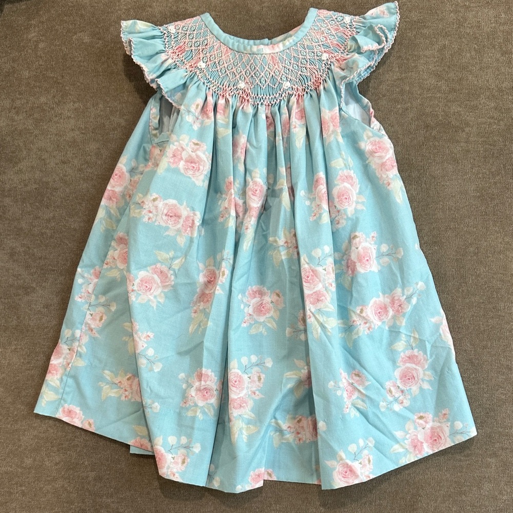 Floral Blue and Pink Kids Dress